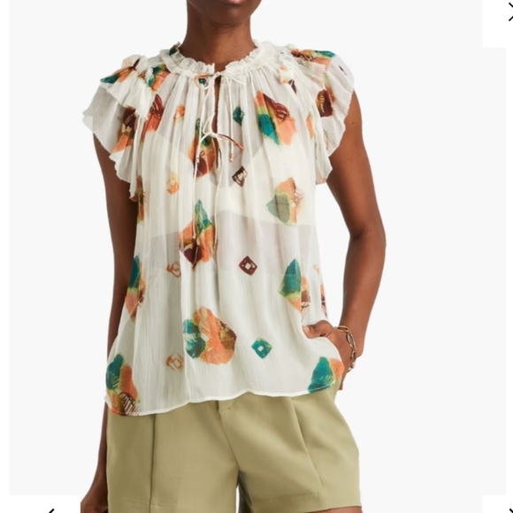 ULLA JOHNSON Marilyn printedsilk-crepon top Size 8